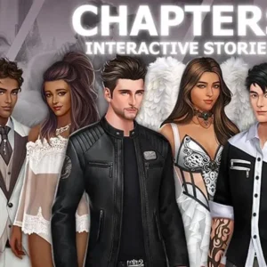 A captivating scene from Chapters Interactive Stories showcasing the romantic elements of the game.
