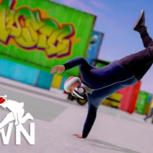 A character performing a parkour jump in Rysen Dawn.