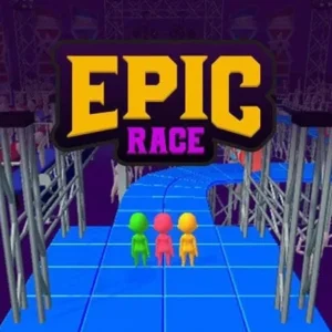A character running on a challenging obstacle course in Epic Race 3D.