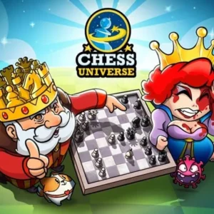 A chessboard with pieces set up for a game.