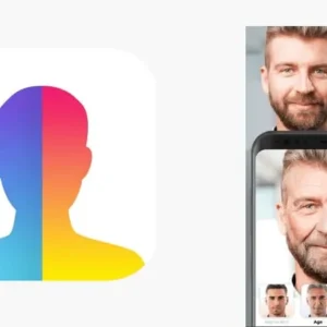 A collage of different FaceApp filters applied to a person's face.