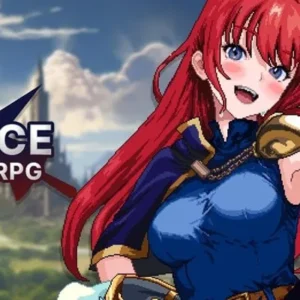 A female knight battling a monster in Idle Lance RPG.