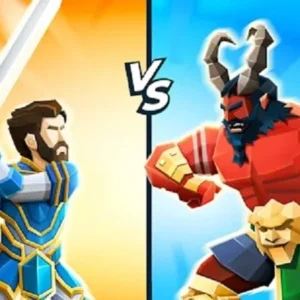 A fierce warrior in Merge and Fight, ready for battle.