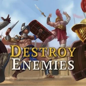 A gladiator wielding a sword and shield in Gladiator Glory: Duel Arena.