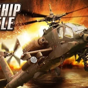 A helicopter firing missiles in GUNSHIP BATTLE: Helicopter 3D