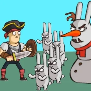 A knight and a cat standing together in a game scene.