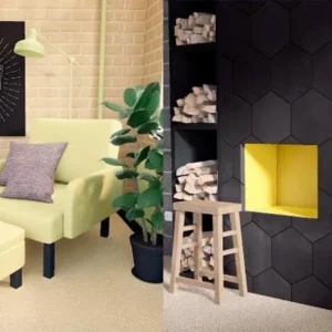 A living room designed in the Redecor app.