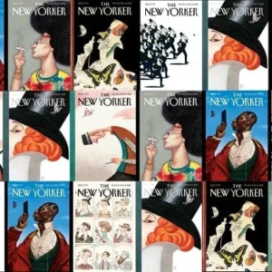 A person reading The New Yorker magazine on a tablet.