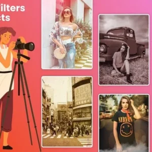 A person taking a selfie with a smartphone using the Filters App.