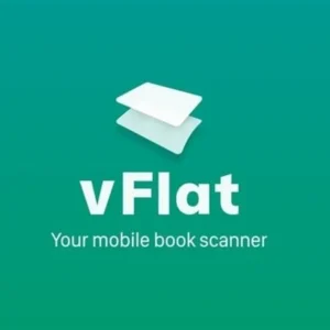 A person using a phone to scan a document with vFlat Scan.