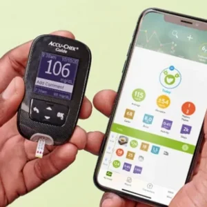 A person using the mySugr app on their phone.