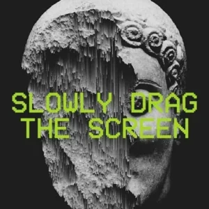 A phone displaying a glitched image created with the Glitch! app.