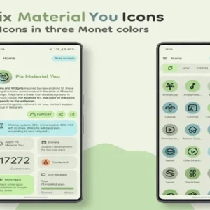 A preview of the Pix Material You Icons on a phone screen.
