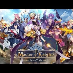 A promotional image for Master of Knights showcasing the game's characters and vibrant art style.