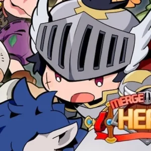 A promotional image for Merge Hero Raising featuring a variety of colorful heroes.