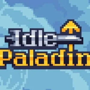 A promotional image for Paladin Idle RPG showcasing the game's characters and vibrant graphics.