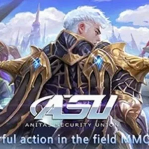 A promotional image for the game ASU showcasing a character in dynamic action.