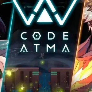 A promotional image for the game Code Atma, showcasing a character surrounded by mystical creatures.