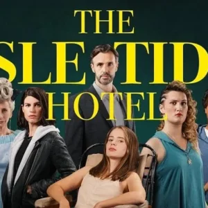 A promotional image for The Isle Tide Hotel depicting a mysterious figure in a hallway.