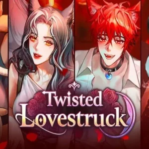 A promotional image for Twisted Lovestruck: Otome showcasing the various characters in the game.
