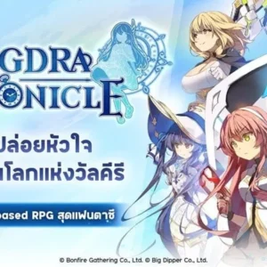 A promotional image for Yggdra Chronicle by Bonfire featuring several characters.