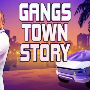 A screenshot from Gangs Town Story showing the main character in a city environment.