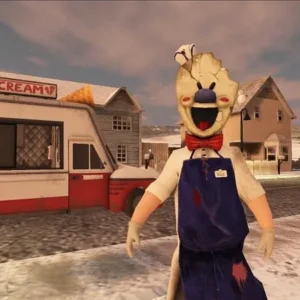 A screenshot from Ice Scream 2 showing the main character hiding from Rod.