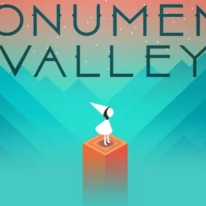 A screenshot from Monument Valley showing the princess Ida standing on a platform with intricate architecture in the background.