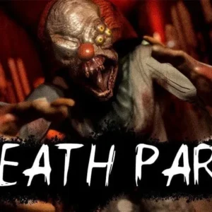 A screenshot from the game Death Park showing the creepy clown.