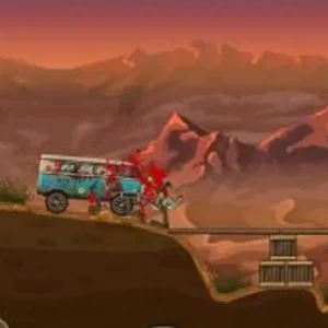 A screenshot from the game Earn to Die showing a car driving over zombies.