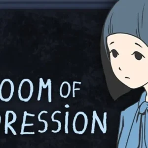 A screenshot from the game Room of Depression showing the main character in her room.