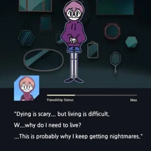 A screenshot from the game Underworld Office showing the main character interacting with a ghost.