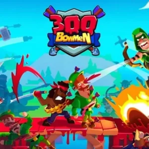 A screenshot of 300 Bowmen gameplay showing archers aiming at enemies.