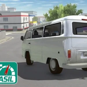 A screenshot of Auto Life I Brasil gameplay, showcasing the detailed car model and the favela environment.