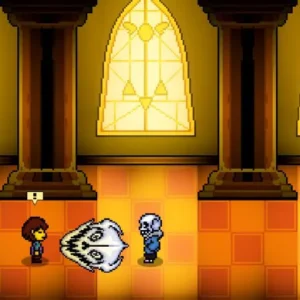 A screenshot of Bonetale gameplay with the character Sans.