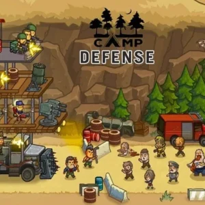 A screenshot of Camp Defense gameplay showing a truck firing at zombies.
