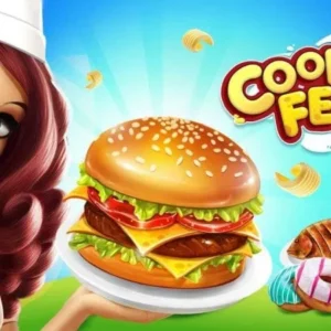 A screenshot of Cooking Fest gameplay, showing a variety of dishes and cooking stations.