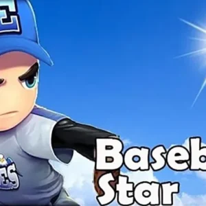 A screenshot of gameplay in Baseball Star, showing a batter hitting a pitch.