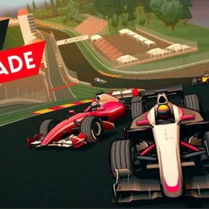 A screenshot of gameplay in Racing League showing a car racing on a track.