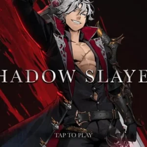 A screenshot of gameplay in Shadow Slayer, showcasing the dark and atmospheric environment and the character battling enemies.