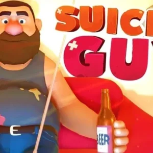 A screenshot of gameplay in Suicide Guy, showing the character in a strange room.