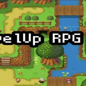 A screenshot of LevelUp RPG 2D showing the main character fighting a monster.