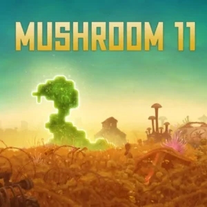 A screenshot of Mushroom 11 gameplay showing the amorphous blob navigating a complex environment.