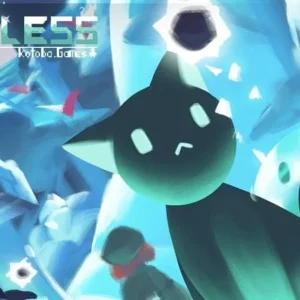 A screenshot of Nameless Cat gameplay, showing the pixel art style and a cat character jumping over spikes.