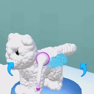 A screenshot of Puppy Grooming showing a puppy getting a bath.