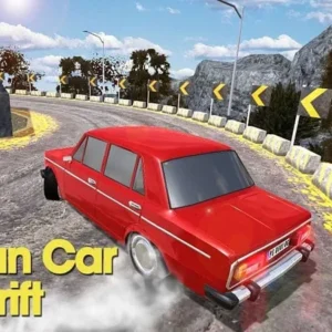 A screenshot of Russian Car Drift gameplay showcasing the drifting action.