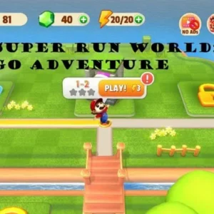 A screenshot of Super Run World Go Adventure showing the main character running.