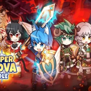 A screenshot of Supernova Idle gameplay, showcasing the vibrant colors and detailed character models.