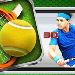 A screenshot of the 3D Tennis game showing a tennis player about to hit the ball.