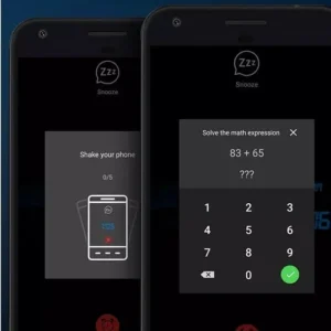 A screenshot of the Alarm Clock for Me app displaying various alarm settings.